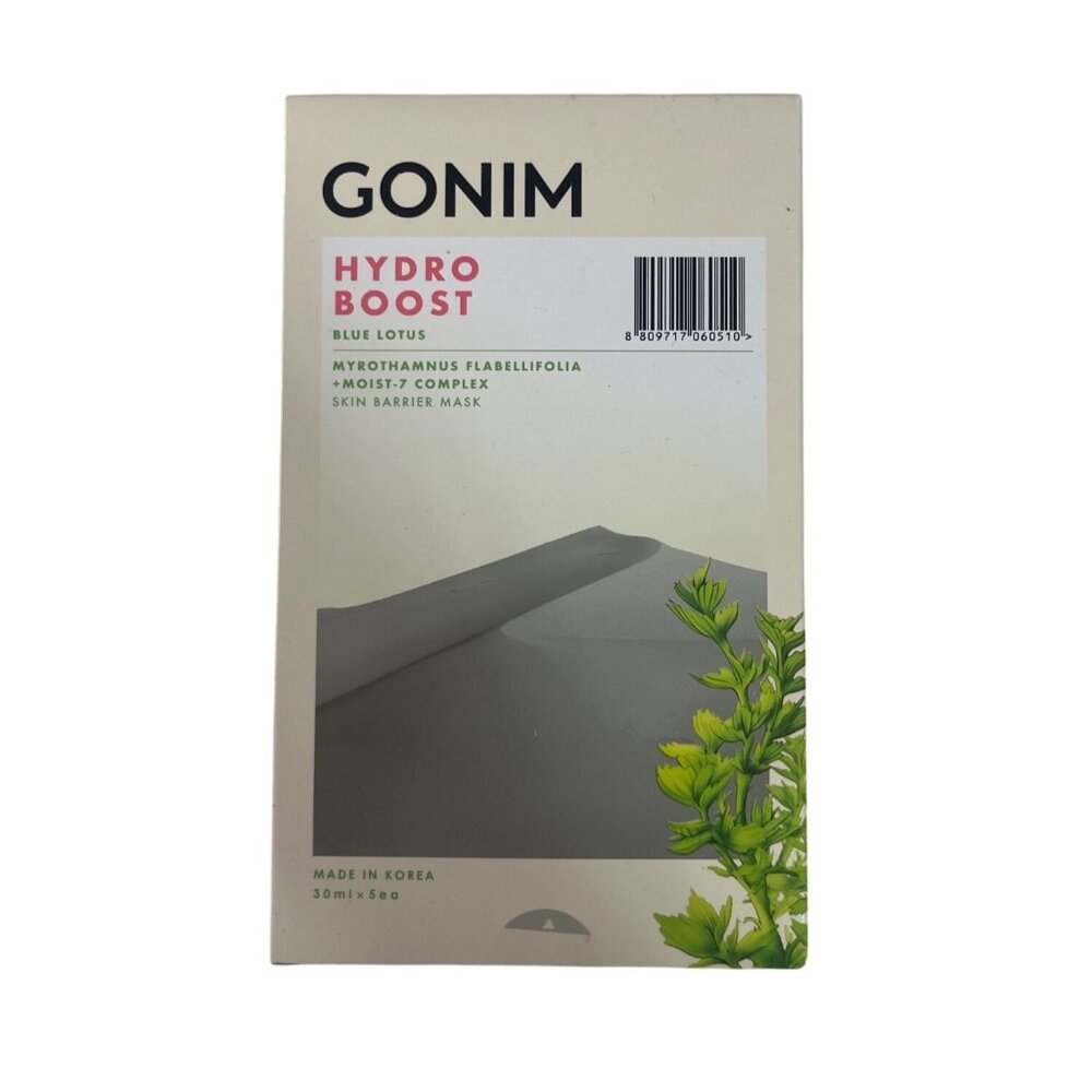 Gonim Hydro Boost Skin Barrier Mask Blue Lotus 5 Pack Hydrating Moisturizing New